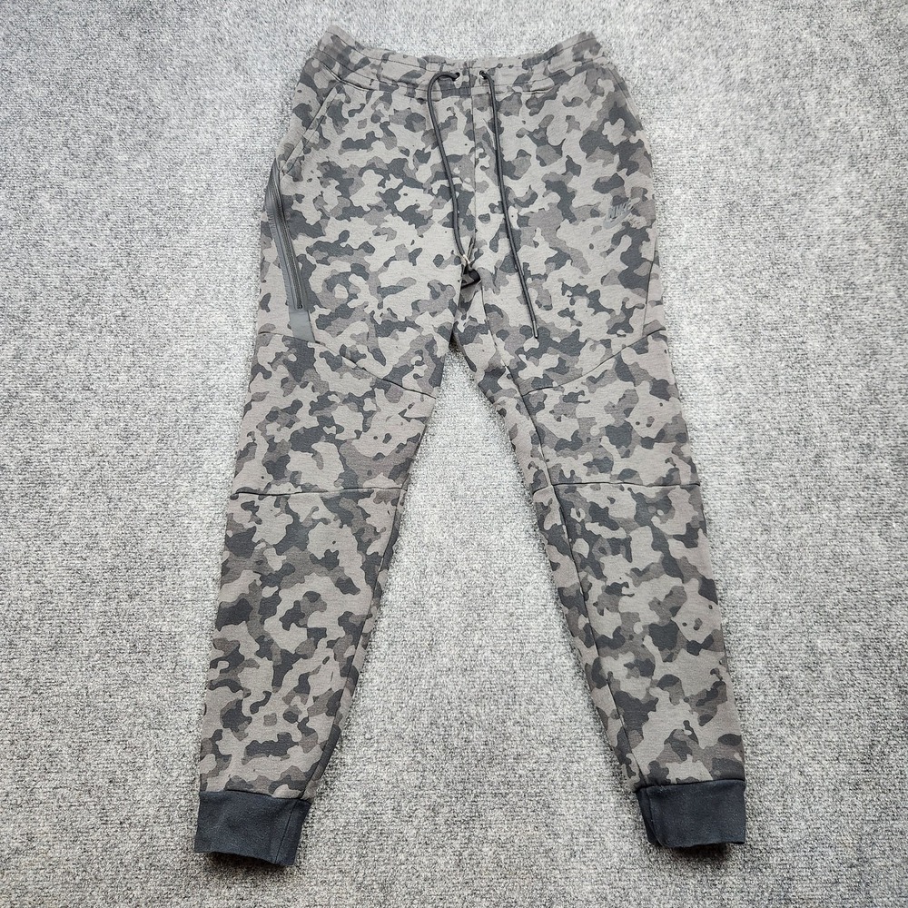 Nike Tech Fleece Pants Mens Small Gray Camo‎ Joggers Zip Pocket CJ5981-010